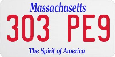 MA license plate 303PE9