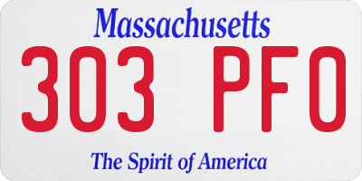 MA license plate 303PF0