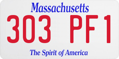 MA license plate 303PF1
