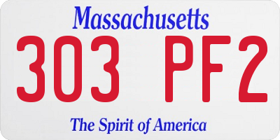 MA license plate 303PF2