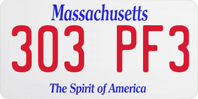 MA license plate 303PF3