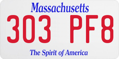 MA license plate 303PF8