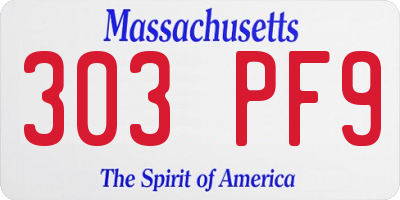 MA license plate 303PF9