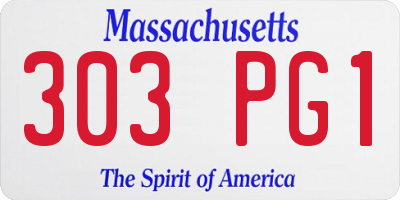 MA license plate 303PG1