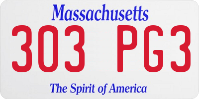 MA license plate 303PG3