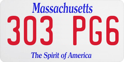 MA license plate 303PG6