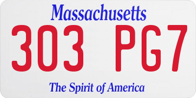 MA license plate 303PG7