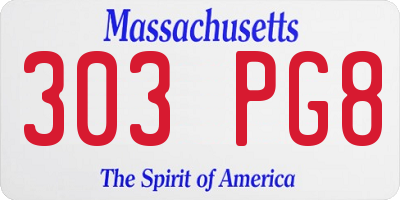 MA license plate 303PG8