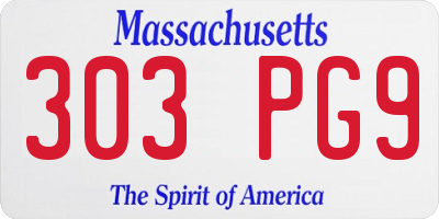 MA license plate 303PG9