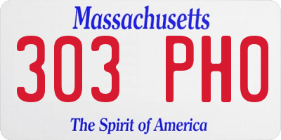 MA license plate 303PH0