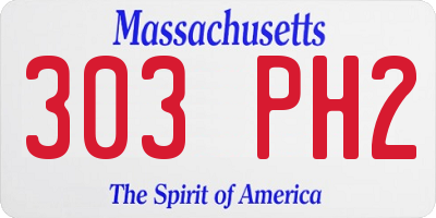 MA license plate 303PH2
