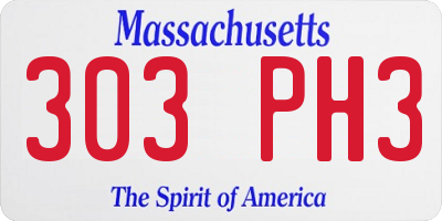 MA license plate 303PH3