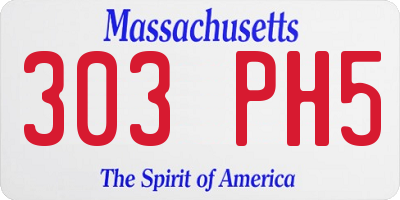 MA license plate 303PH5