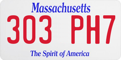 MA license plate 303PH7