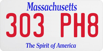 MA license plate 303PH8