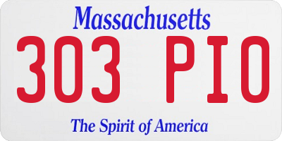MA license plate 303PI0