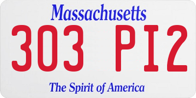 MA license plate 303PI2