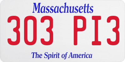 MA license plate 303PI3
