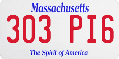 MA license plate 303PI6