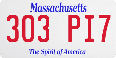 MA license plate 303PI7