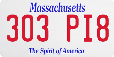 MA license plate 303PI8
