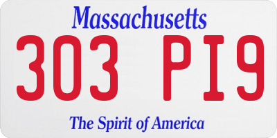 MA license plate 303PI9