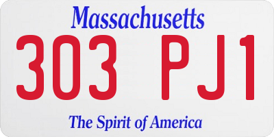 MA license plate 303PJ1