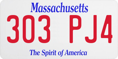 MA license plate 303PJ4