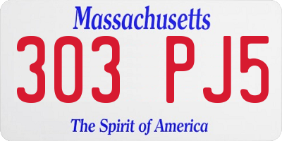 MA license plate 303PJ5