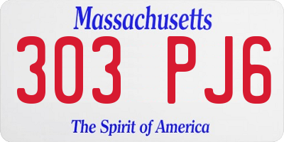 MA license plate 303PJ6