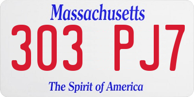MA license plate 303PJ7