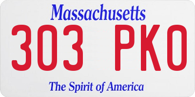 MA license plate 303PK0