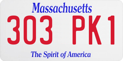 MA license plate 303PK1
