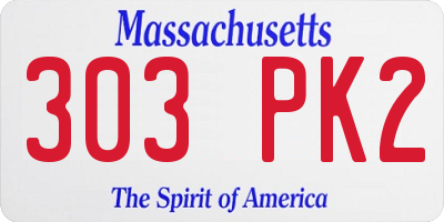 MA license plate 303PK2