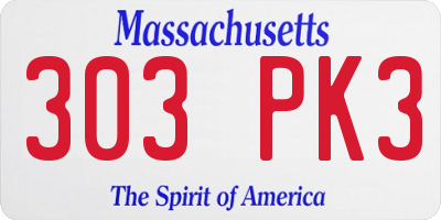 MA license plate 303PK3
