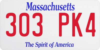 MA license plate 303PK4