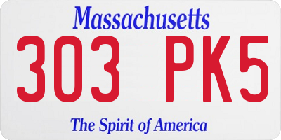 MA license plate 303PK5