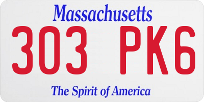 MA license plate 303PK6