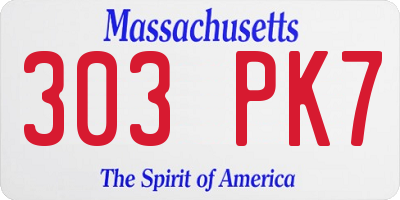 MA license plate 303PK7