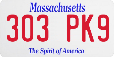 MA license plate 303PK9