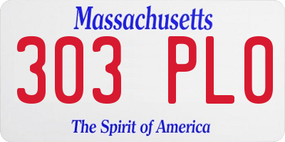 MA license plate 303PL0