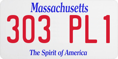 MA license plate 303PL1