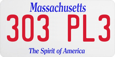 MA license plate 303PL3
