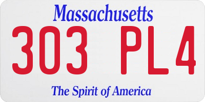 MA license plate 303PL4