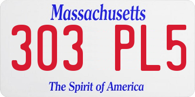 MA license plate 303PL5