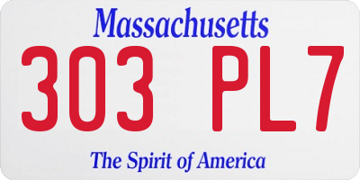 MA license plate 303PL7