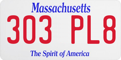 MA license plate 303PL8