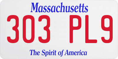 MA license plate 303PL9