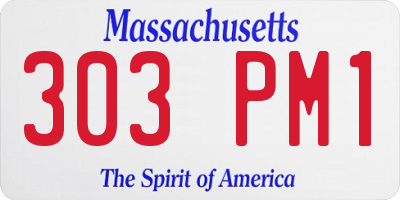 MA license plate 303PM1