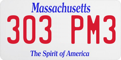 MA license plate 303PM3
